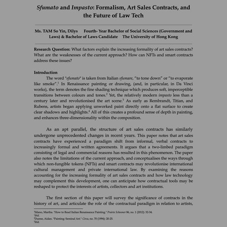 TAM So Yin, Dilys_Sfumato and Impasto_ Formalism, Art Sales Contracts, and the Future of Law Tech_Thumbnail